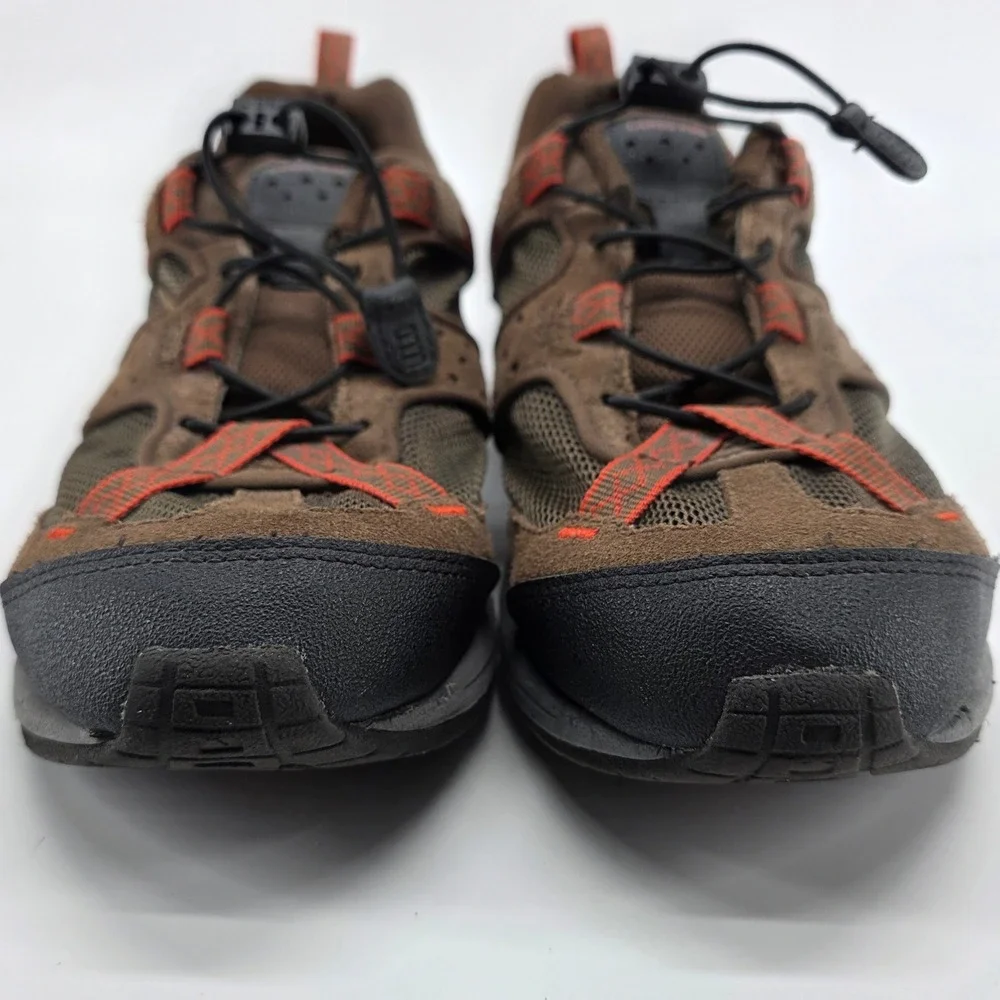 Lands End Hiking Shoes 8.5 B Brown Suede Mesh Bungee Trail Sneakers Water 359582